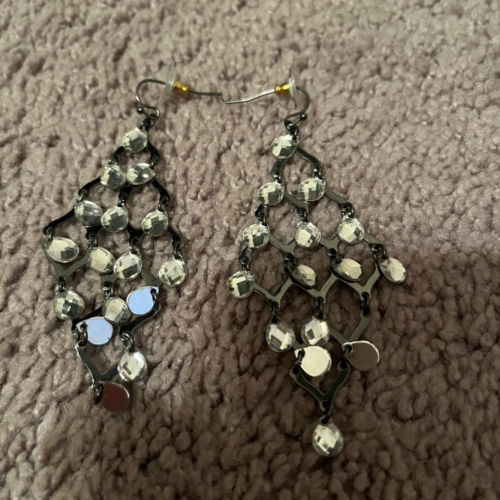 Silver reflective earrings